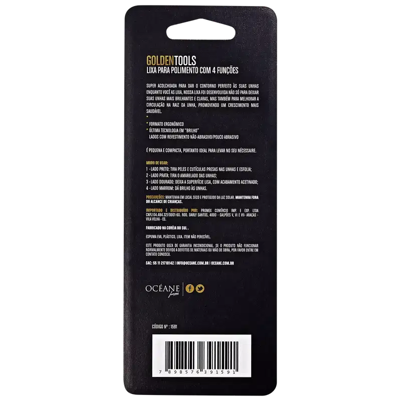 Océane Golden Tools para Polimento 4 Funções - Lixa de Unha