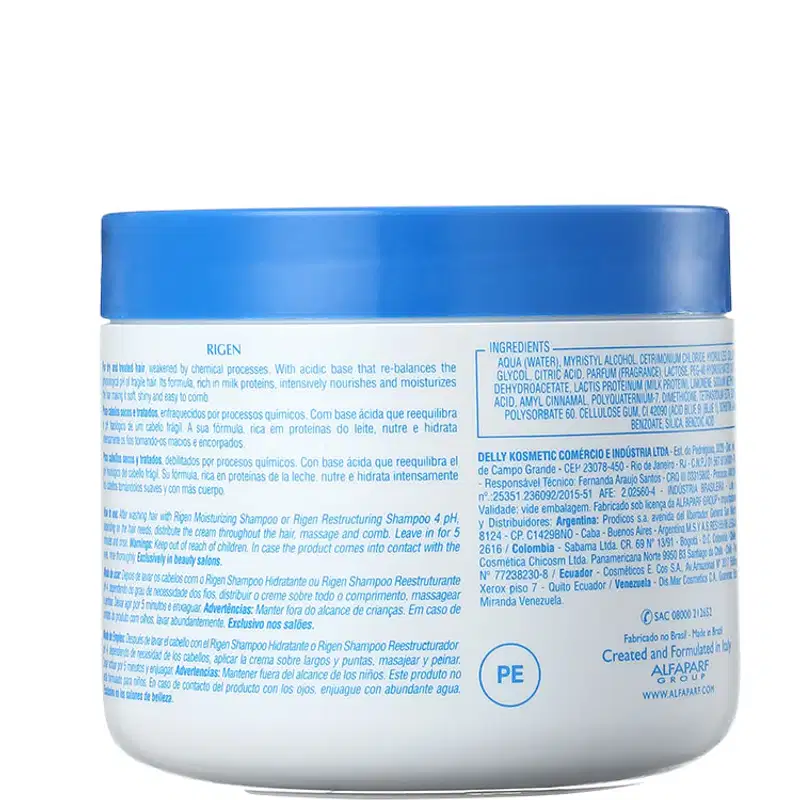 Alfaparf Rigen Milk Protein Plus - Máscara de Nutrição 500g