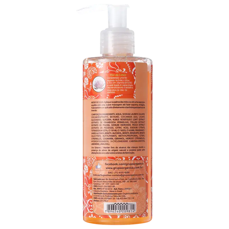 Orgânica Puro Vegetal Pêssego e Flor de Lótus - Sabonete Líquido 250ml