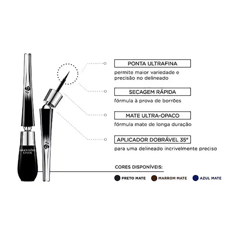 Lancôme Grandiôse Matte 01 Noir Jet Black - Delineador Líquido 1,3ml