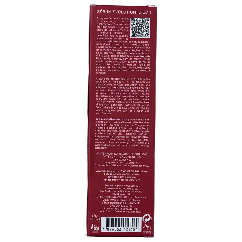 Vizcaya Evolution 10 em 1 - Sérum Capilar 70ml