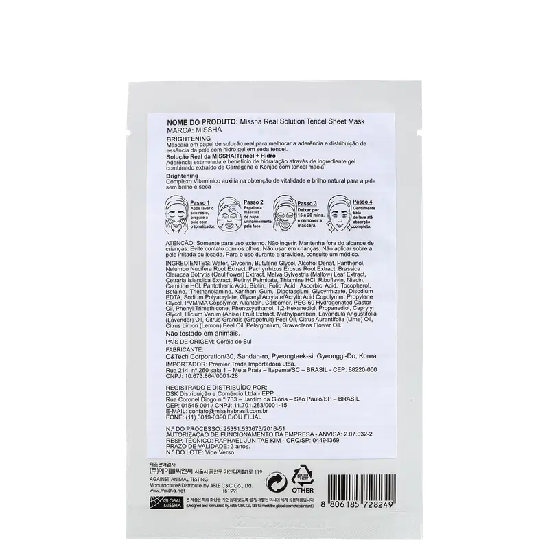 Missha Real Solution Brightening - Máscara Iluminadora 25g