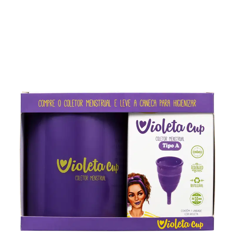 Kit Violeta Cup Violeta Tipo A (+30 anos ou com filhos) - Coletor Menstrual + Higienizador de Coletor