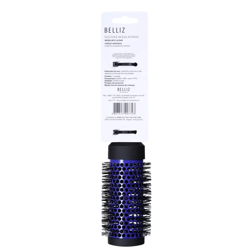 Belliz Black Ion Ceramic Vazada - Escova Térmica 43mm