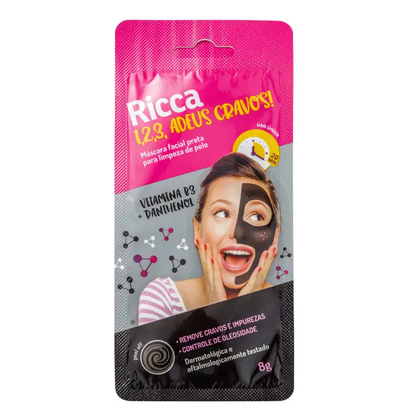Ricca 1,2,3, Adeus Cravos! - Máscara de Limpeza Facial (1 unidade)