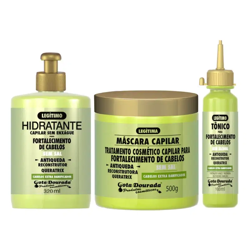 Kit Gota Fortalecimento Antiqueda Creme + Máscara + Tônico