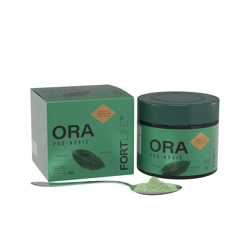 Suplemento Alimentar em Pó FortLife Pharma Ora Pro Nóbis, 110g.