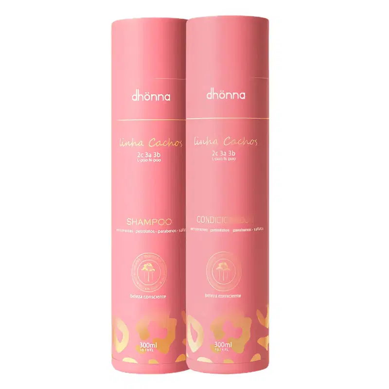 Duo Shampoo e Condicionador Cachos 300mL - Dhonna | Hidratação e nutrição para cachos macios e soltos