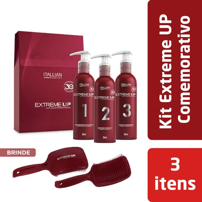 Kit Profissional Extreme Up Hair Clinic Reconstrutor Capilar (3 Itens) - Edição Comemorativa!