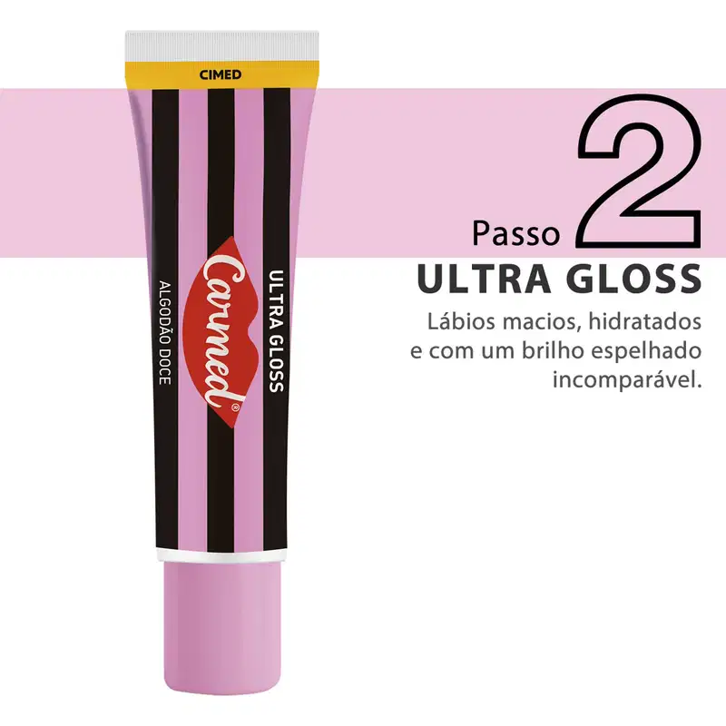 Kit Cimed Carmed Algodão Doce Esfoliante + Ultra Gloss, 2 produtos.