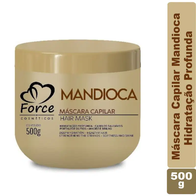 Máscara Fortalecedora Whey + Máscara Capilar Mandioca 500g - Hidratação, Fortalecimento e Crescimento