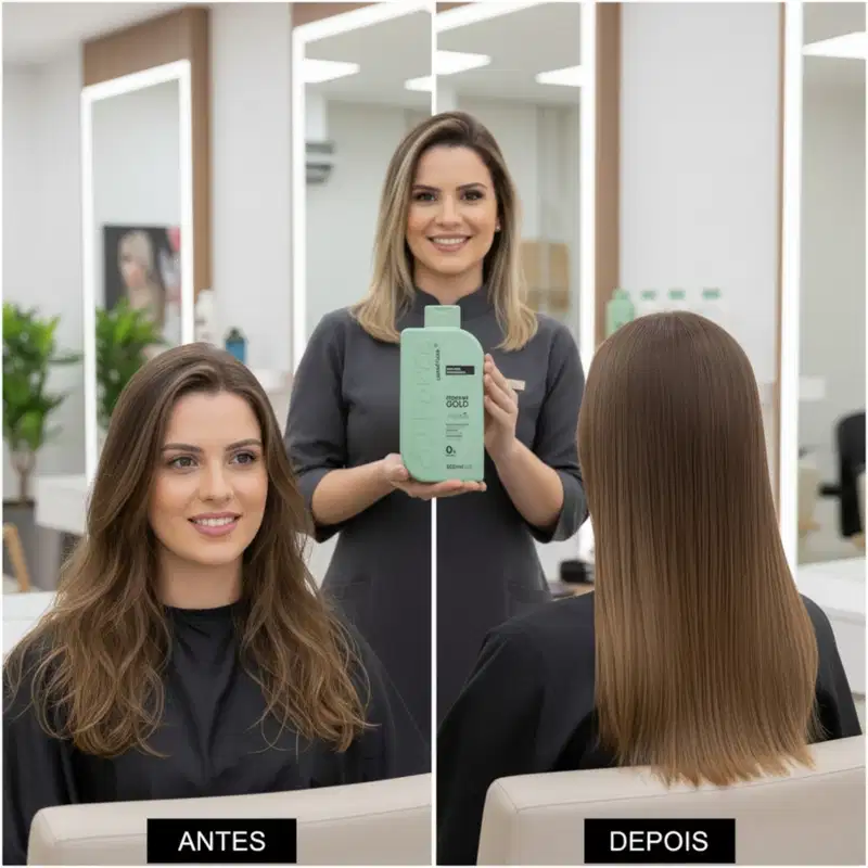 Escova Progressiva Orgânica Premium Gold 1L – Brilho Espelhado e Liso Perfeito