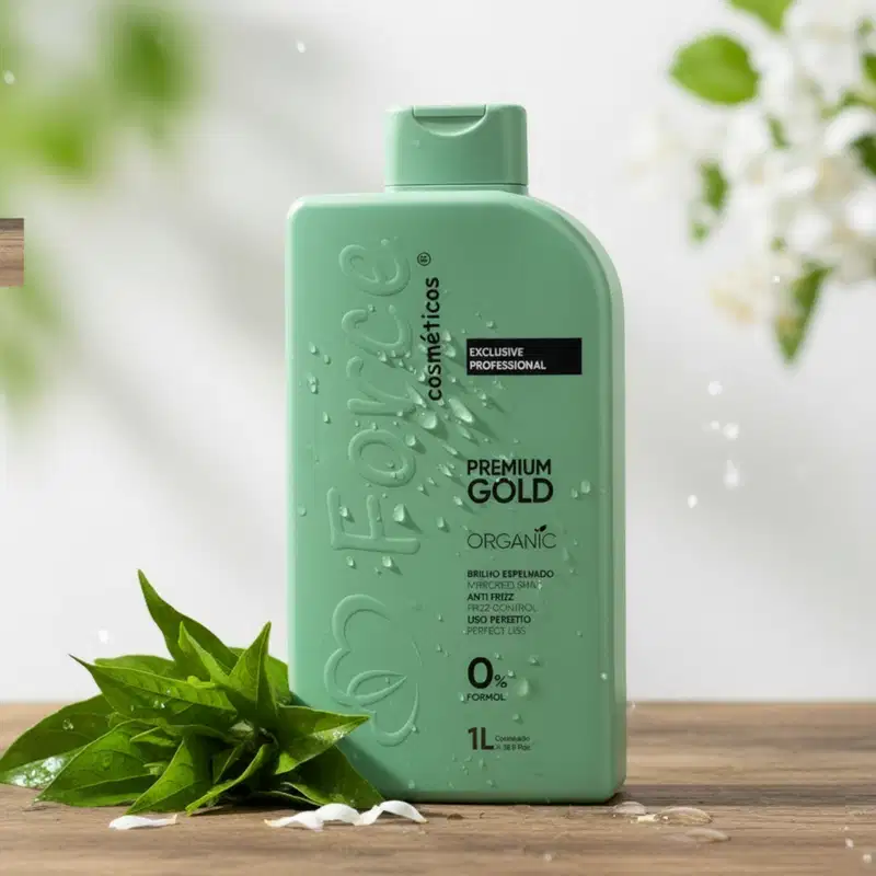 Escova Progressiva Orgânica Premium Gold 1L – Brilho Espelhado e Liso Perfeito