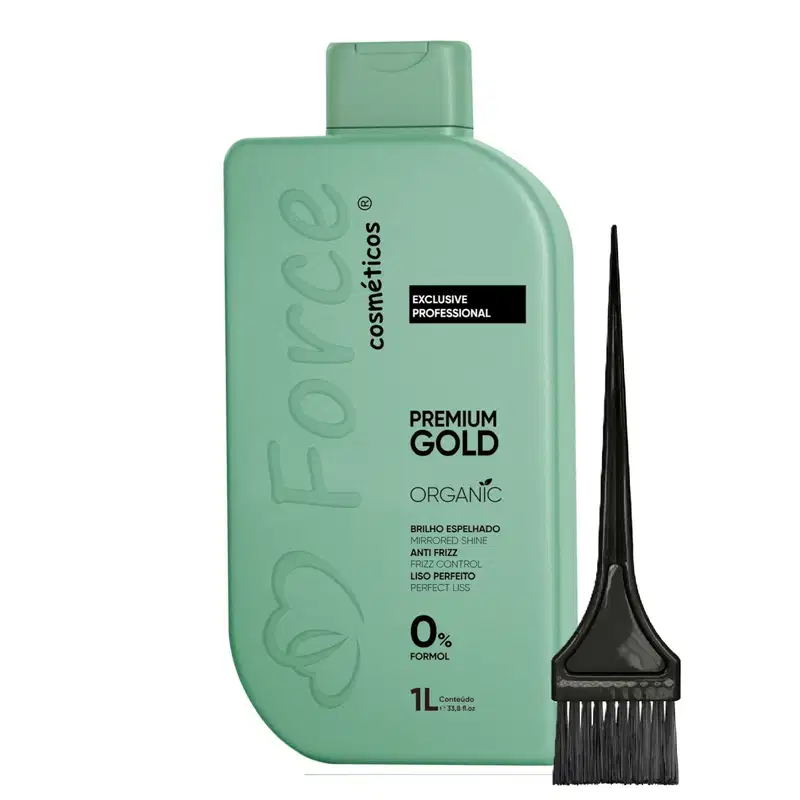 Escova Progressiva Orgânica Premium Gold 1L – Brilho Espelhado e Liso Perfeito