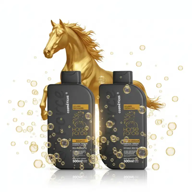 Kit Shampoo e Condicionador Pós Quimica Horse Force Exclusive Professional 500ml - Hidratação e Brilho