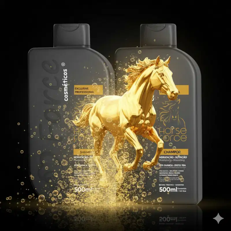 Kit Shampoo e Condicionador Pós Quimica Horse Force Exclusive Professional 500ml - Hidratação e Brilho