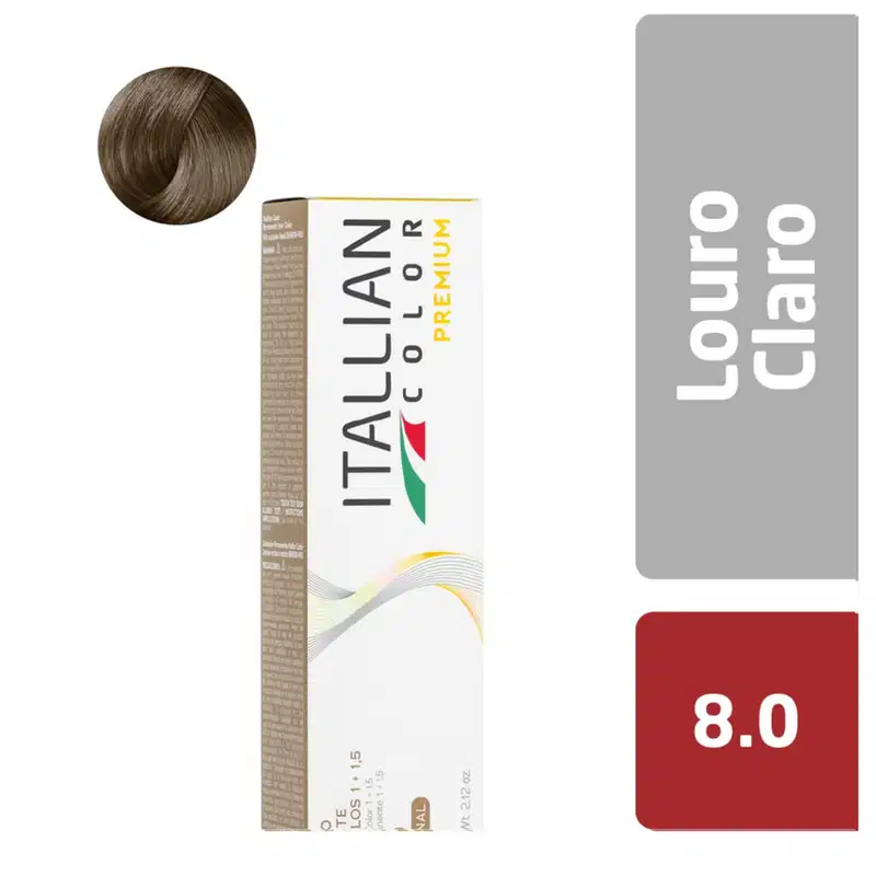 Tintura Itallian Color 8.0 Loiro Claro 60g | Brilho Intenso e Tons Uniformes