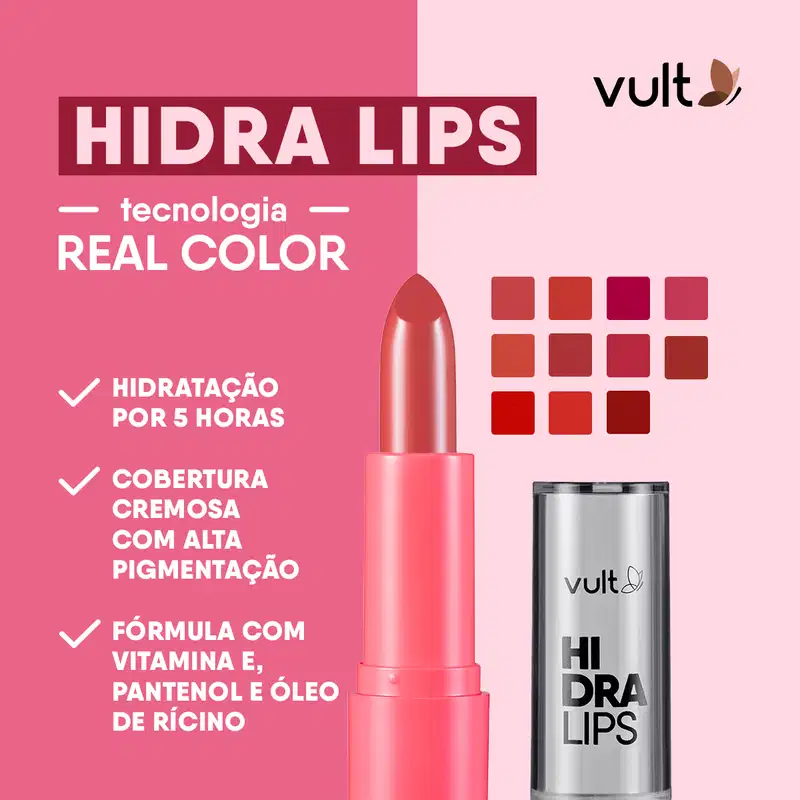 Batom Cremoso Marrom Macadâmia Hidra Lips 3,6g