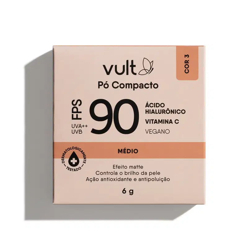Pó Compacto Facial Médio Cor 3 FPS 90 Vult 6g