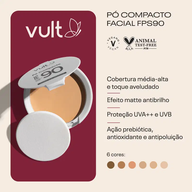Pó Compacto Facial Médio Cor 3 FPS 90 Vult 6g