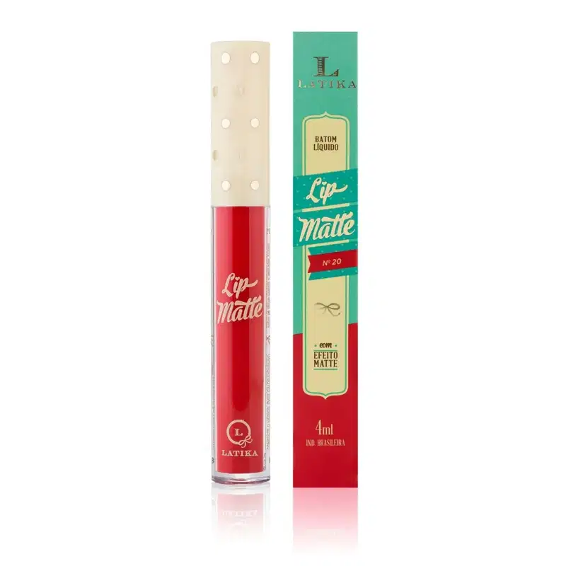 Batom Líquido Latika Lip Matte Vermelho Cereja Intensa nº20 - Longa Duração - Não Trenfere 4ml