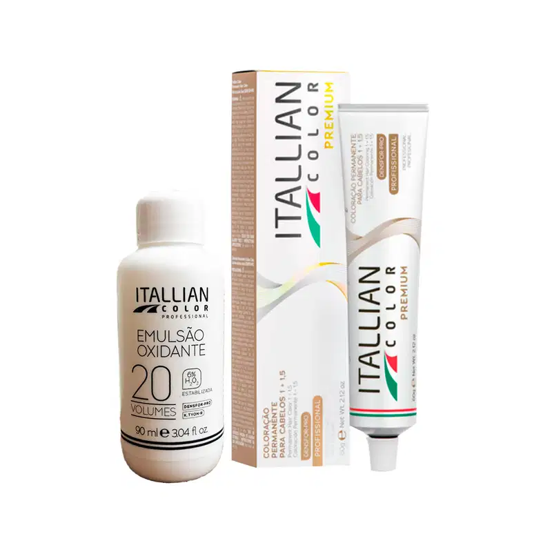 Itallian Color Premium 7.17 Louro Cinza Marrom+OXI 20vol90ml