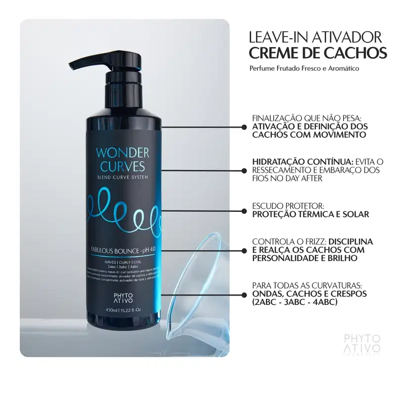 Leave-in Wonder Curves Blend Curve System Cachos Phyto Ativo 450g
