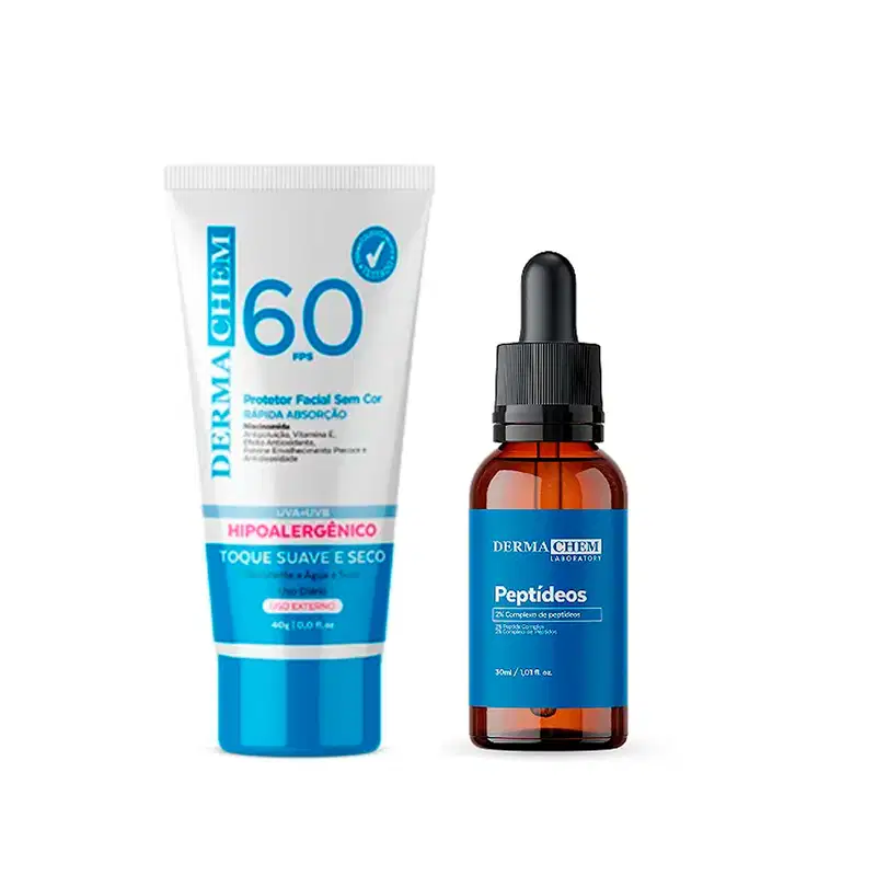 Protetor Solar 60 FPS e Sérum Peptídeos Dermachem