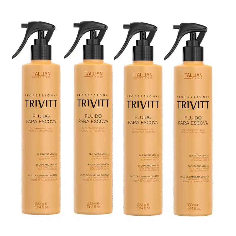 Kit Profissional Trivitt Fluido Para Escova 300ml – Termoproteção e Maciez (4 Produtos)