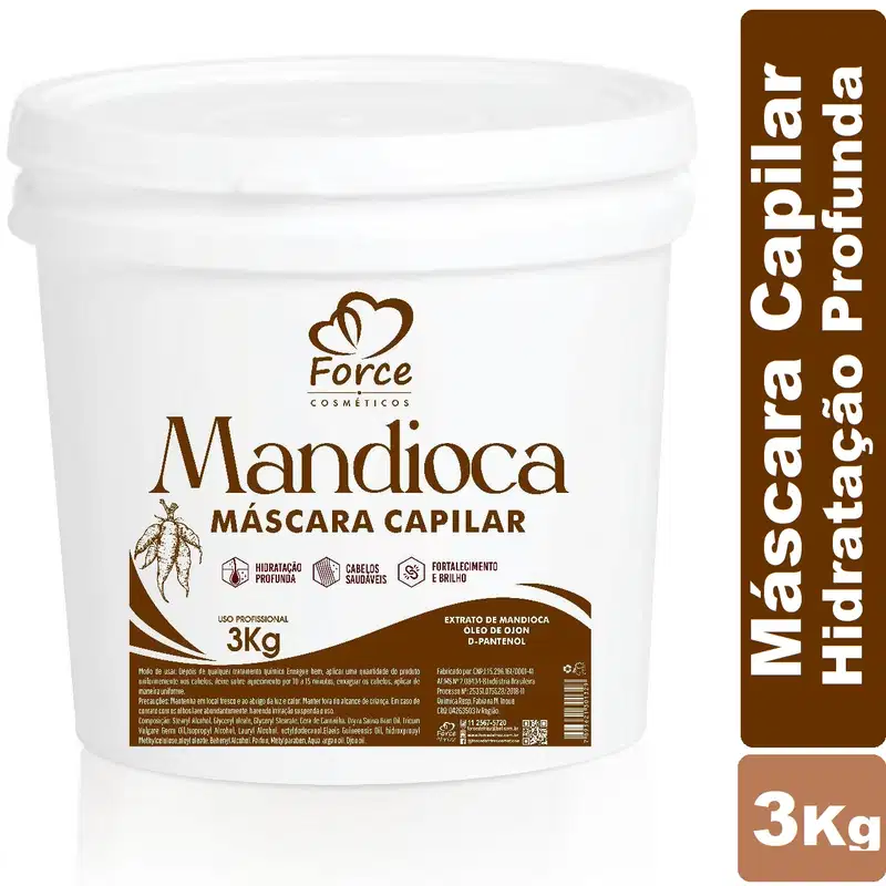 Kit Profissional Lavatório 5L Hidratante Capilar Perolado Galão + Hidratação Capilar de Mandioca 3Kg