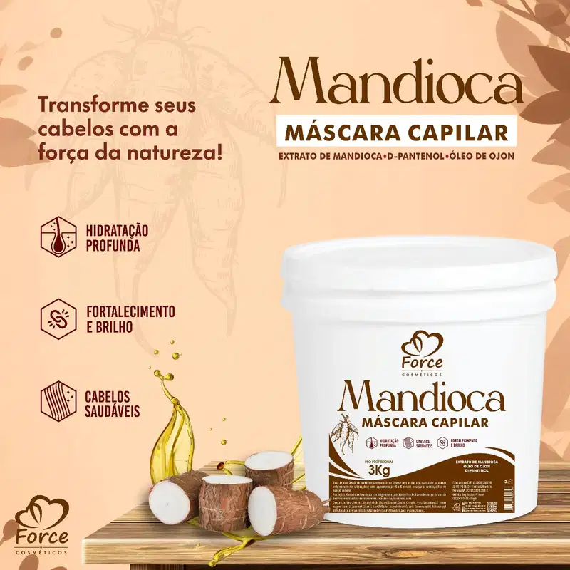 Kit Profissional Lavatório 5L Hidratante Capilar Perolado Galão + Hidratação Capilar de Mandioca 3Kg