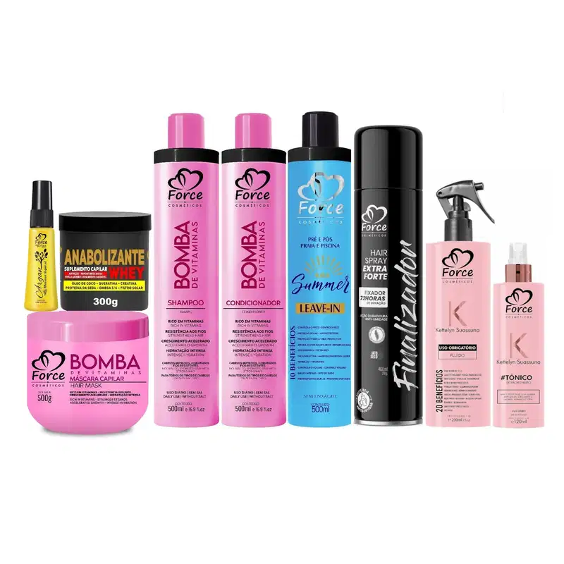 Mega Kit Bomba de Vitaminas – Nutrição, Crescimento, e Força Tratamento Completo (9 itens)