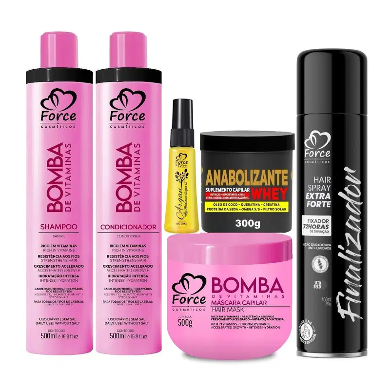Kit Bomba de Vitaminas Hidratação, Crescimento e Força Máxima (6 Itens)