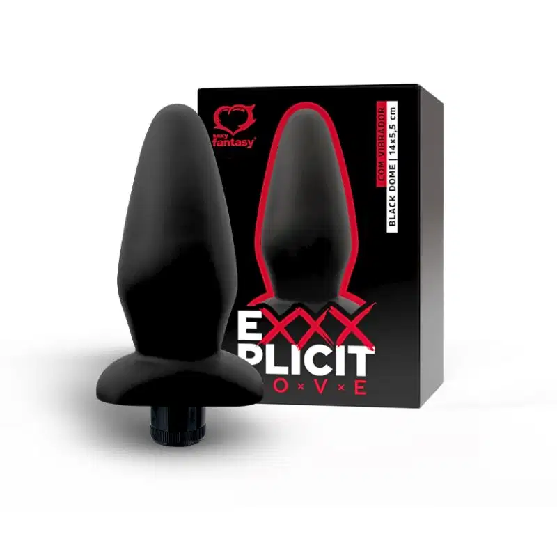 Plug Anal Exxxplicit Love Black Dome com Vibração 14x5,5cm