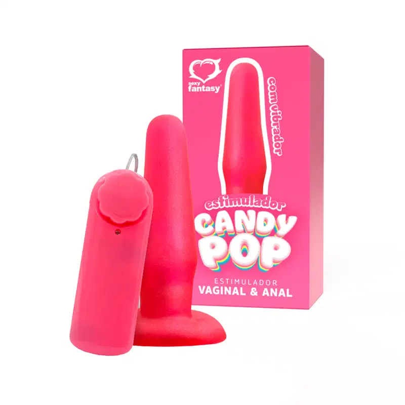 Dildo Estimulador Anal e Vaginal com Vibração Candy Pop 12,5 x 3,3cm