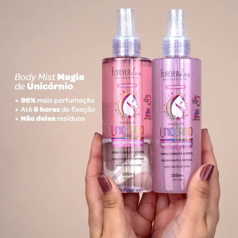 Kit Protetor Térmico E Body Splash Magia De Unicórnio Forever Liss