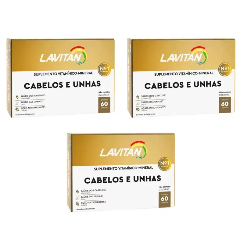 Kit Cimed Lavitan Cabelos e Unhas Suplemento Alimentar (3 Unidades)