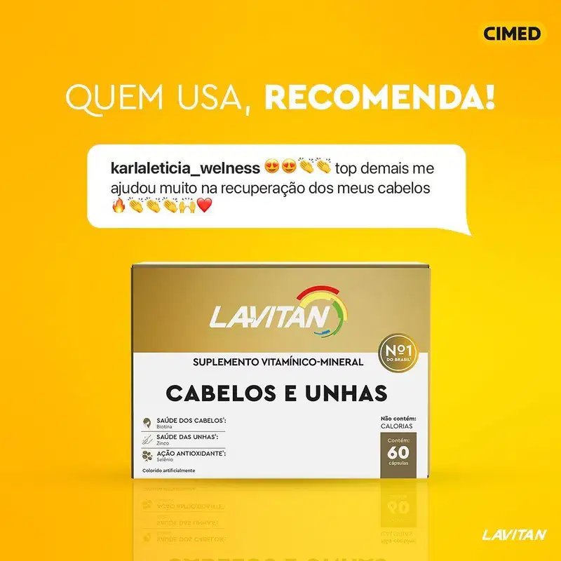 Kit Cimed Lavitan Cabelos e Unhas Suplemento Alimentar (3 Unidades)