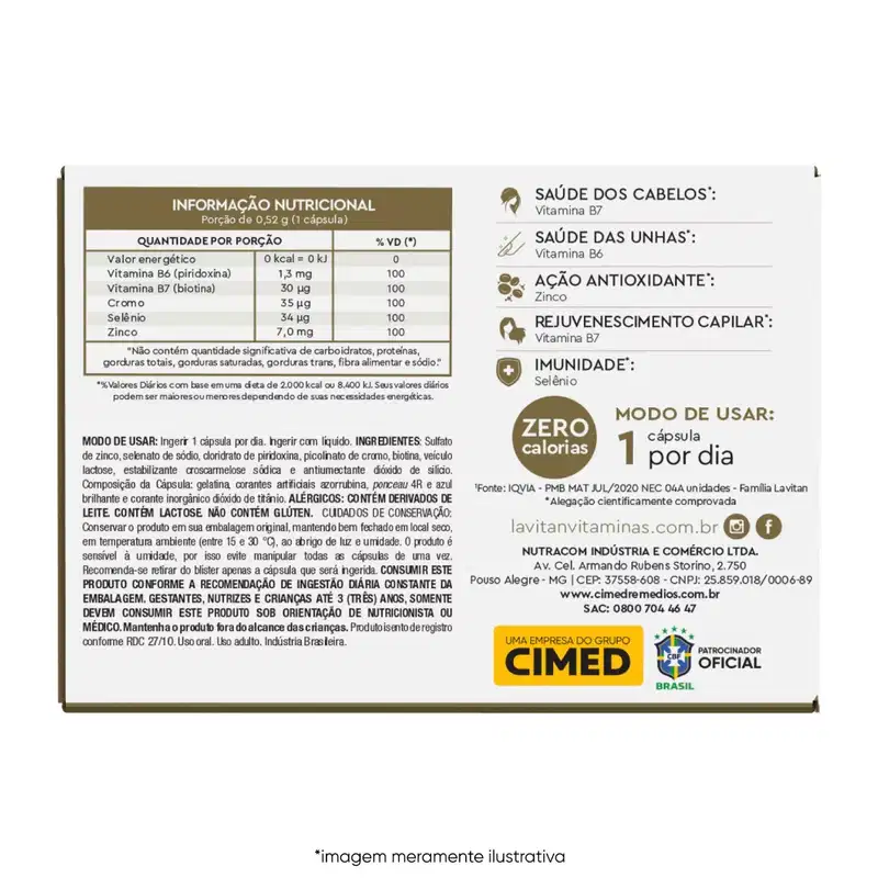 Kit Cimed Lavitan Cabelos e Unhas Suplemento Alimentar (3 Unidades)