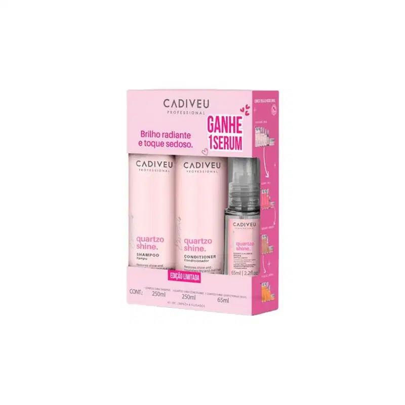 Cadiveu Quartzo Shine - Kit Shampoo 250ml + Cond 250ml + Óleo Capilar 65ml