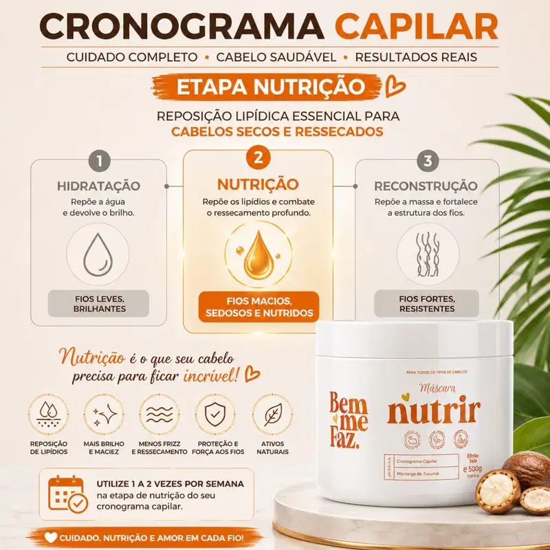 Máscara Capilar Nutrição 500g Tucumã Nutrir Bem Me Faz