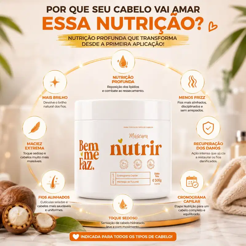Máscara Capilar Nutrição 500g Tucumã Nutrir Bem Me Faz