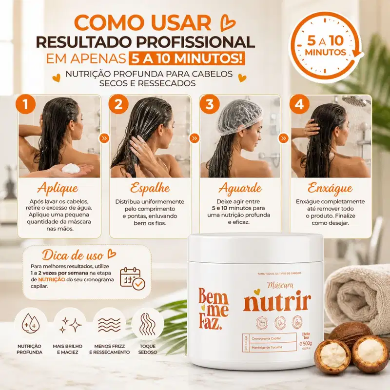 Máscara Capilar Nutrição 500g Tucumã Nutrir Bem Me Faz