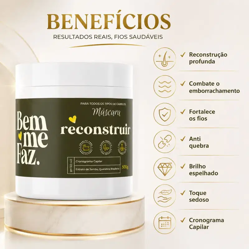 Máscara Capilar Reconstrução 500g Reconstruir Bem Me Faz