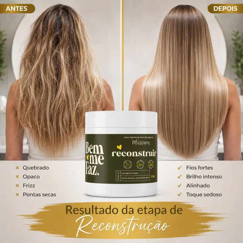 Máscara Capilar Reconstrução 500g Reconstruir Bem Me Faz