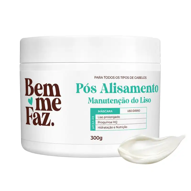 Máscara Pós Alisamento 300g Manutenção do Liso Bem Me Faz
