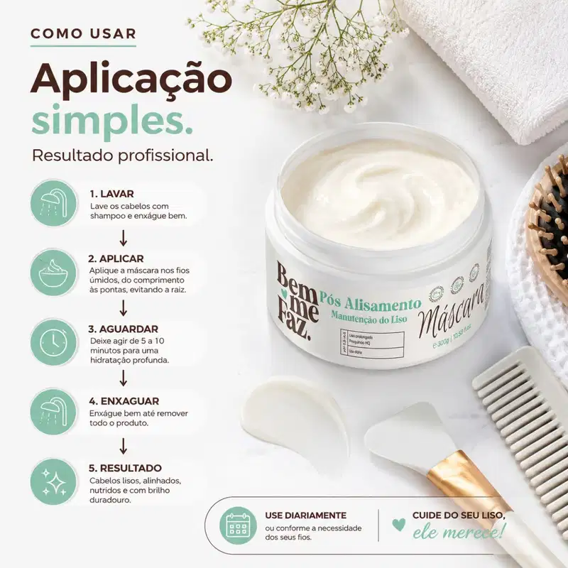 Máscara Pós Alisamento 300g Manutenção do Liso Bem Me Faz