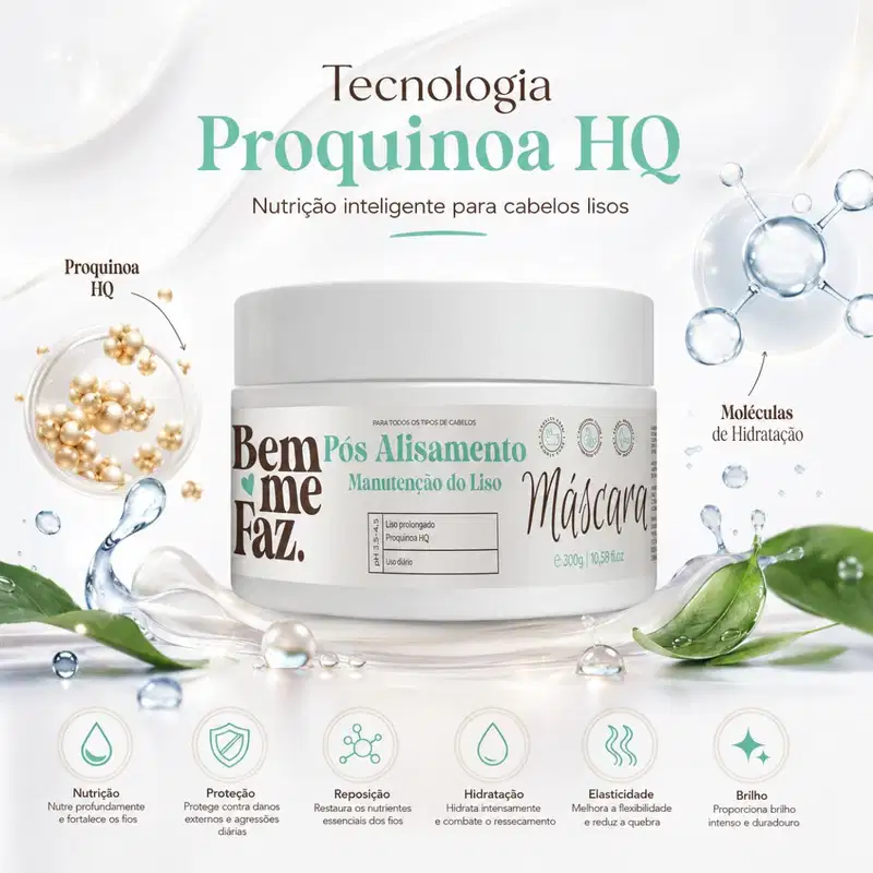 Máscara Pós Alisamento 300g Manutenção do Liso Bem Me Faz