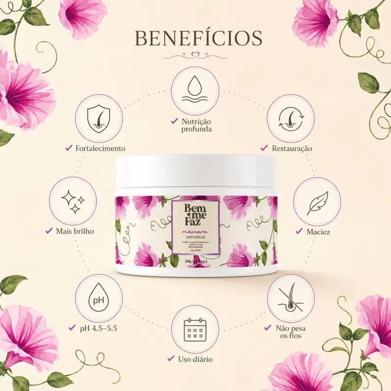 Máscara Nutrição e Reparação 300g Empoderar Bem Me Faz