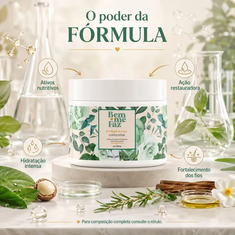 Máscara Hidratação e Nutrição 300g Conquistar Bem Me Faz